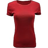 Tommy Hilfiger Womens Crewneck Solid Color Logo T-Shirt (X-Large, Red)