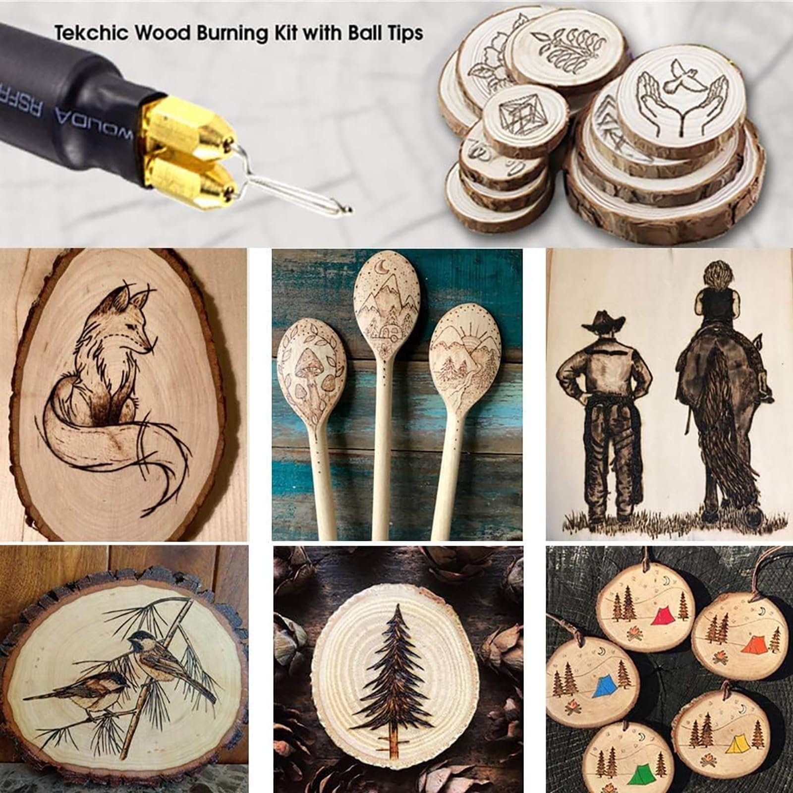 TEKCHIC 60W Professional Wood Burning Kit Pro Wood Burner Pyrography Tool with 20 Wire Nibs Tips Including Ball Tips