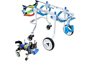 HobeyHove Adjustable 4-Wheel Dog Cart/Wheelchair, Animal Exercise Wheels，for Pet/Doggie Wheelchairs with Disabled Hind Legs Walking(7-Size) (XS)