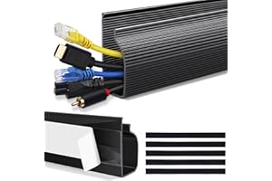 Cable Management Under Desk (31.5in J Channel 2 x 15.7in) Self Adhesive Cable Raceways Cable Channel, Easy to Install Cord Co