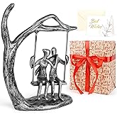 Kresecioo Anniversary Wedding Gifts for Couple/Her - Romantic Couple Statue in Love, Antique Silver Metal Figurine Sweet Loving Together Iron Sculpture Decor, Valentines Gifts for Wife Her Him