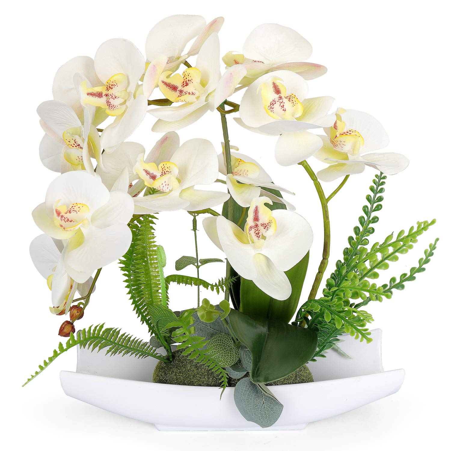 YOBANSA Orchid Bonsai Artificial Flowers With Imitation Porcelain Flower Pots Phalaenopsis Fake