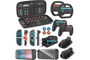CODOGOY Switch 2 Accessories Bundle for Nintendo Switch 2 (2025): Carrying Case, Console Protective Cover&TPU Grips, HD Screen Protector, Joy-Con Charger, FPS Mouse Grip, 4 x Thumb Grips, Steering Wheel Joycon Grip for Mario Kart, Wrist Straps for Just Dance