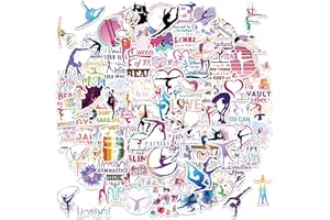 Amitorfo 100 PCS Gymnastics Stickers for Water Bottles & Laptops – Girls Gymnast Decals, Waterproof Vinyl, Beam Bars Vault Fl