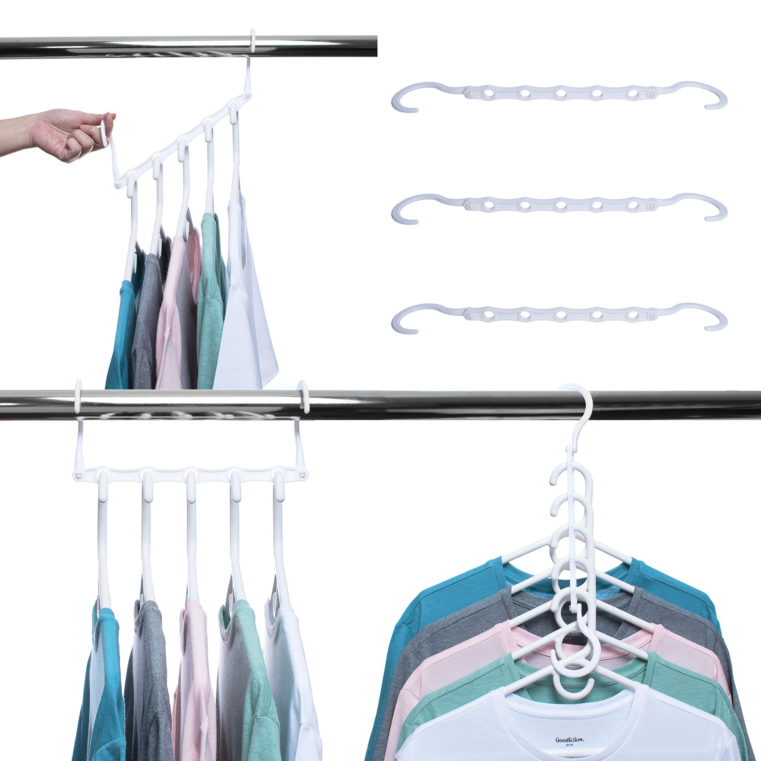 Space Saver Hangers for Smart Closet Organizer (10, White)
