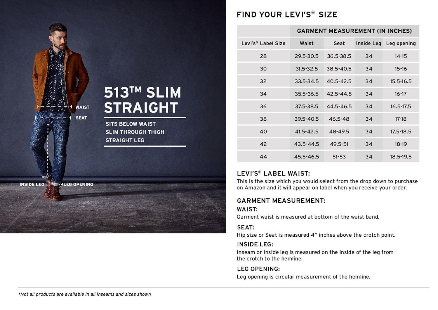 levi's men's (513) slim straight fit jeans