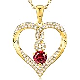 LOUISA SECRET Infinity Heart Birthstone Necklaces for Women, 925 Sterling Silver Forever Love Pendant Jewelry for Her, Ideal Gift for Wife, Girlfriend, Mom on Birthday, Anniversary, Mother's Day Gift