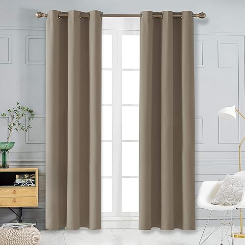 Deconovo Thermal Insulted Blackout Bedroom Curtains Room Darkening Curtain Panels for Living Room 42x108 Inch Khaki