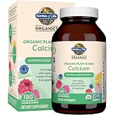 Garden of Life Organics Plant Calcium Supplement, 180ct | Magnesium &amp; Vitamin D3 K2, Made from Whole Foods, Gluten-Free