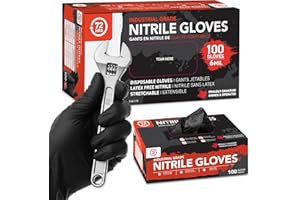 72HRS Black Nitrile Gloves, Disposable Gloves-6mil, Rubber/Latex Free, Gants Jetables, Gants Nitrile, Chemical Resistant