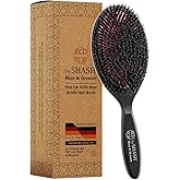 SHASH 100% First Cut Boar Bristle Hair Brush, Suitable For FINE TO THIN HAIR TYPES ONLY - Naturally Conditions Hair, Improves Texture, Exfoliates, Stimulates, Made in Germany (Black, Large)