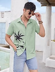COOFANDY Mens Floral Button Down Shirt Short Sleeve