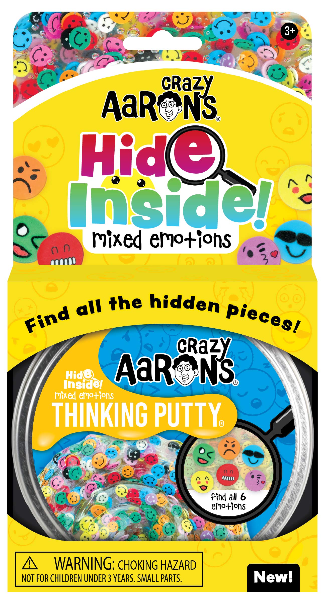 Crazy Aaron's Hide Inside!® Mixed Emotions Thinking Putty® Clear Putty with Hidden Pieces - Non-Toxic, Never Dries Out
