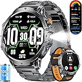LIGE Smart Watches for Men with 50+Days Standby(1000mAh)/1.85" HD AMOLED Large Screen/Flashlight/50M Waterproof,100+ Sports Fitness Tracker Watch,Pedometer Mens Military Smart Watch for Android iPhone