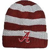 47 Alabama Crimson Tide Cuff Metallic Striped Beanie Hat - NCAA Cuffed Winter Knit Women's Cap