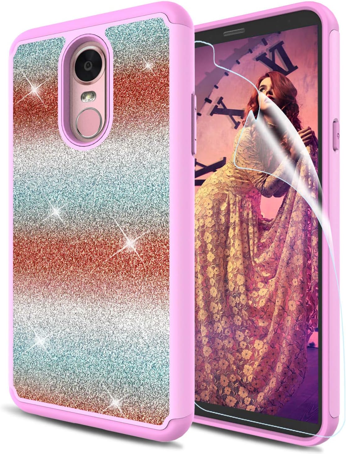 Best green lg stylo 4 phone case glitter
