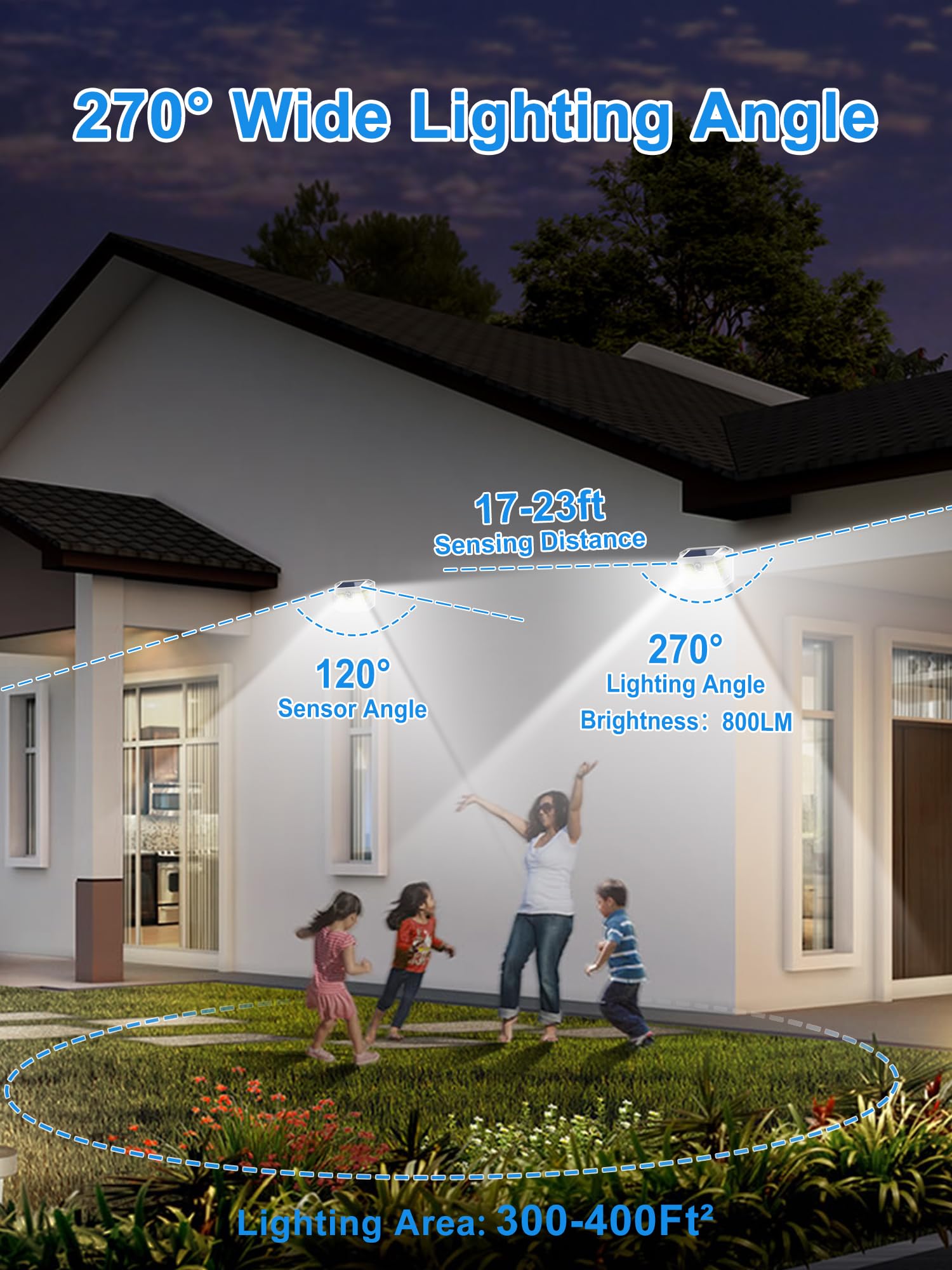 LANSOW Solar Motion Lights Outdoor 6 Pack, 188 LED/3 Modes, Motion Sensor Outdoor Lights, IP65 Waterproof 270° Lighting, Solar Powered Security Flood for Outside Yard Garden Wall(White)