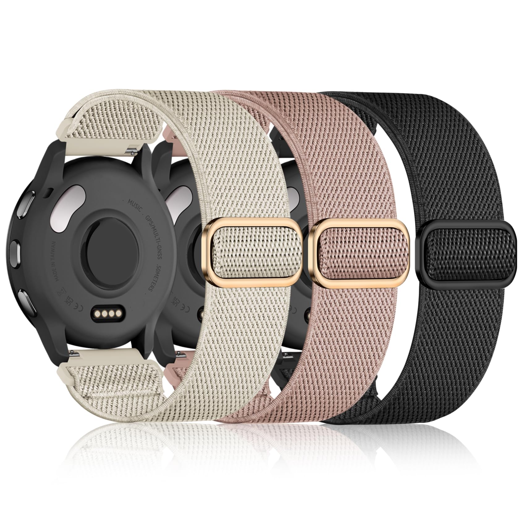 Photo 1 of 22mm Nylon Sport Elastic Bands Compatible with Garmin Venu 4 45mm/Venu 3/Venu 2, 3 Pack Wristband Strap Replacement for Amazfit Bip 5/Bip 6/GTR 4/3 Pro/3/2/2e/47mm/Forerunner 265/255/Vivoactive 4