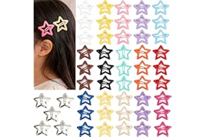 YUTUYOHA 50 Pcs Star Hair Clips 2000s Y2K Snap Hair Barrettes Non Slip Hair Accessories Silver Metal Hair Clips for Women 1.2