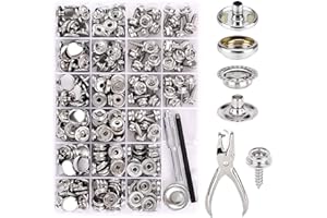 314PCS Canvas Snap Kit, CENOZ Marine Grade Stainless Steel Screw Snaps, Boat Cover Snaps, Carpet snap kit with Setting Tool for Boat Cover Furniture (Silver)
