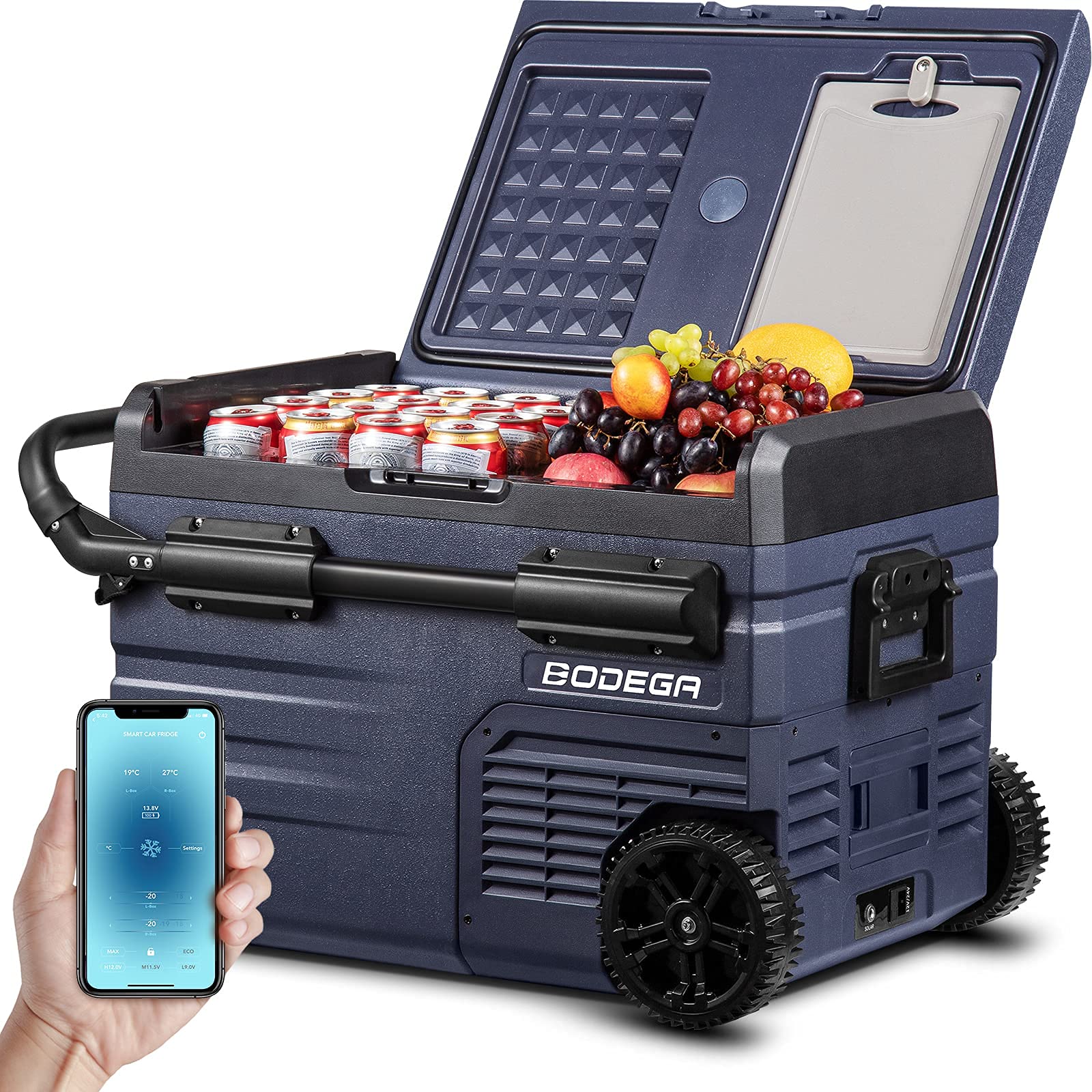 BODEGA 12 Volt Car Refrigerator, Car Fridge Dual Zone APP Control, Portable Freezer,37 Quart (35L) -4-68 RV Electric Compressor Cooler 12/24V DC and 100-240V AC for Outdoor, Camping, Travel,RV