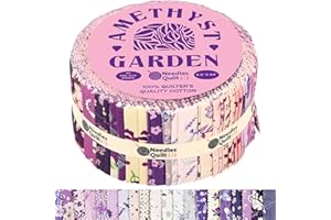 NEEDLES QUILT STUDIO Jelly Roll Fabrics for Quilting Clearance 40 Strip 2.5" x 44" | Cotton Strips Bundles – Perfect Quilting Fabric for Sewing, Precut Quilt Projects, and DIY Crafts (Amethyst Garden)