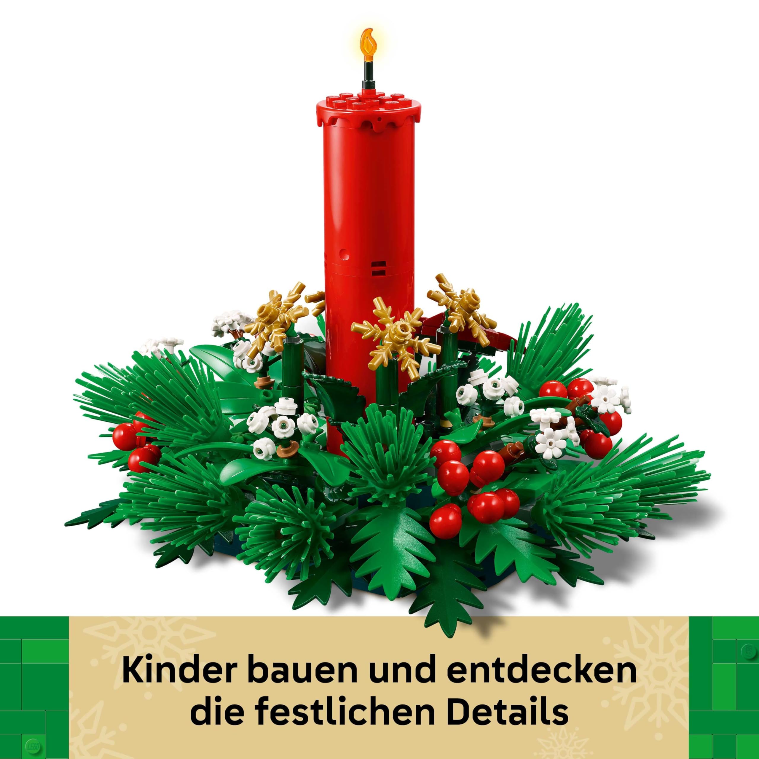 LEGO Weihnachtsgesteck - DIY Tischdeko und Kerzenständer mit Beeren, Sternen, Laub - Bastelset für Kinder & Familie - Geschenk zu Weihnachten für Mädchen und Jungen ab 12 Jahren - 40743 4
