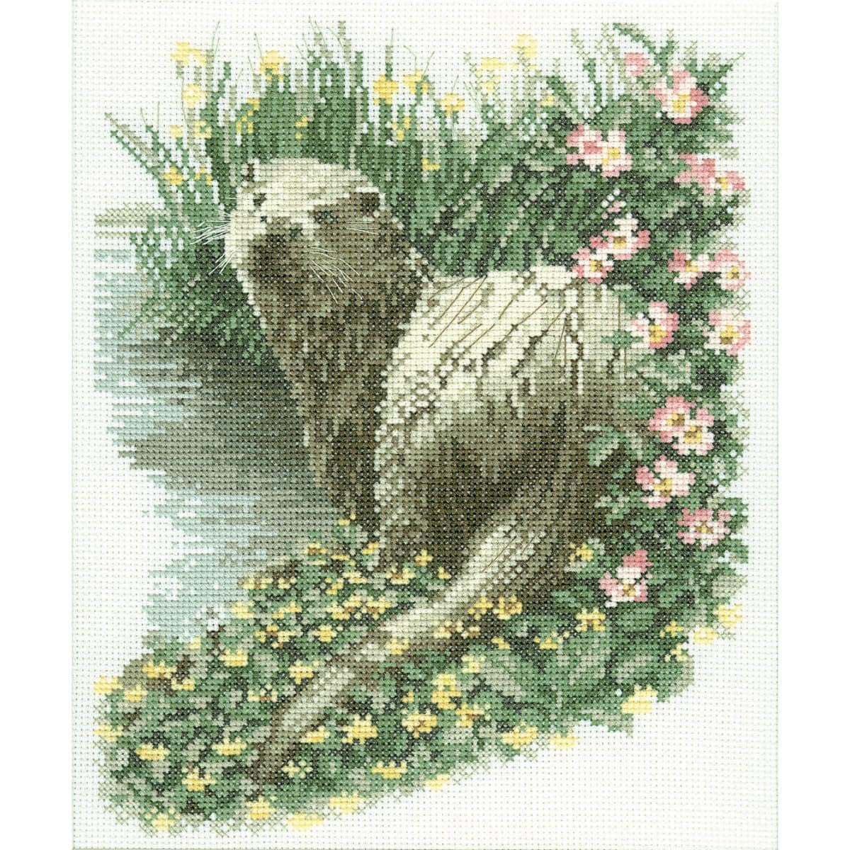 Heritage JSOT437-A Counted Cross Stitch Kit Aida Otter (A) 20.5x25.5cm