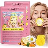 akareni 80Pcs Turmeric Kojic Acid Cleansing Pads, Kojic Acid Turmeric Cleansing Pads for Face Dark Spots, Cleanser and Exfoliation, Helps Balance Skin Oil