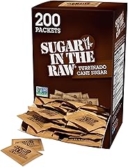 Sugar In The Raw Turbinado Cane Sugar Packets, 200 Ct Box, 1 Pack, Pure, All-Natural Turbinado Sugar, Non-GMO Project Verifie
