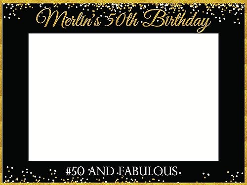 Glittery Fabulous 50th Birthday Photo Booth Frame Gold And Silver
