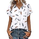 Zeagoo Womens Tops Short Sleeve Shirts Button Down Casual Blouses V Neck Outfits Summer Spring Clothes 2026