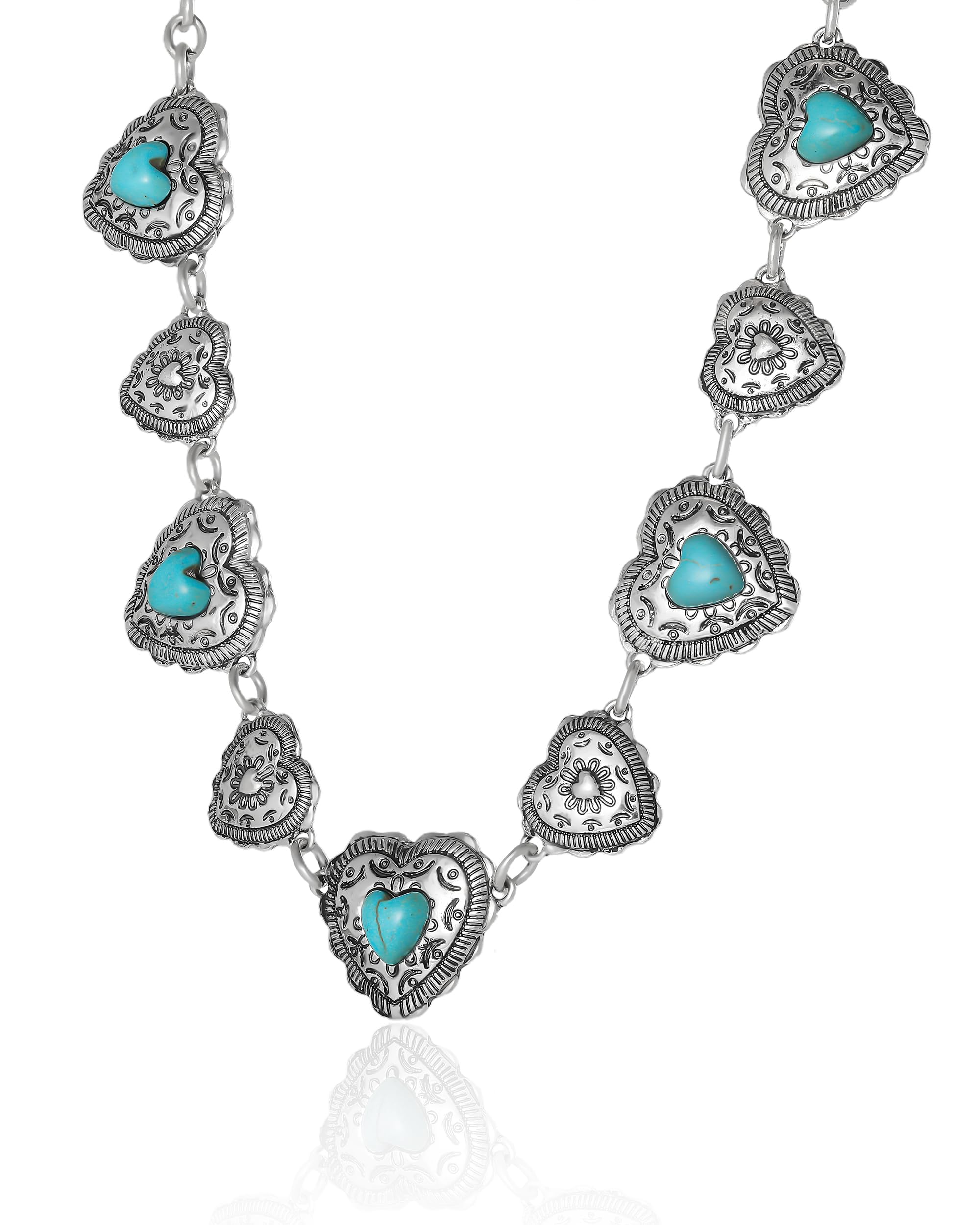 Jessica Simpson Heart Necklace for Women with Turquoise, 15