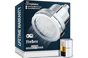 MyHalos® Filtered Shower Head for Hard Water Filter - High Pressure, Removes Chlorine - Shower Head Filter for Hard Water Sof