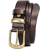 WOLFANT Womens Belts for Jeans in Gift Box,1.1" Ladies Belt with Gold Buckle,100% Italian Full Grain Real Solid Leather