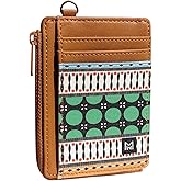 MOGEWOE Credit Card Holder Wallet for Women Slim Minimalist Wallet RFID Blocking Leather Wallets Elastic Front Pocket Wallet for Women with Zipper Pocket