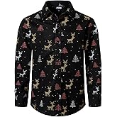 JOGAL Big Boys Girls Christmas Shirts Santa Claus Party Long Sleeve Button Down Shirts for 6-16 Years Old