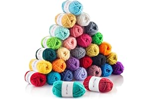 CRAFTISS 30 of 20g/0.7Oz Acrylic Yarn Mini Skeins - 1300 Yards of Soft Yarn for Crocheting and Knitting Craft Project, Assorted Starter Crochet Bulk Kit for Adults and Kids