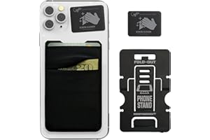 GECKO TRAVEL TECH Phone Wallet Double Pocket Gecko - Adhesive Card Holder - Cell Phone Pouch - Stick on Spandex Pocket by Gecko - Carry Credit Cards and Cash (Black-Blank-)