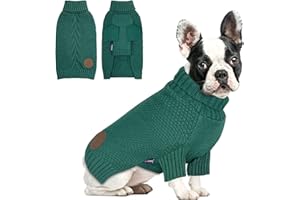 cyeollo Dog Sweater Pullover Turtleneck for Dogs, Classic Knitwear Fall Winter Cold Weather Dog Clothes Warm Pet Apparel Small Medium Large Dog Sweaters, Green M