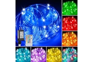 PUHONG (New) RGB Color Changing Rope Lights, 33FT 100LED Outdoor String Lights with Remote, 18 Colors Plug in Waterproof Tube Lights for Indoor Outdoor, Wedding, Christmas, Patio, Party Decor