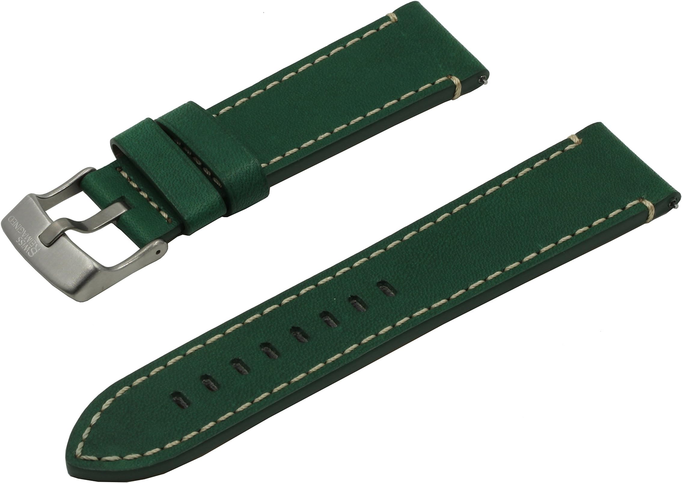 Quick Release Real Leather Hypoallergenic Watch Band Strap with Titanium Buckle