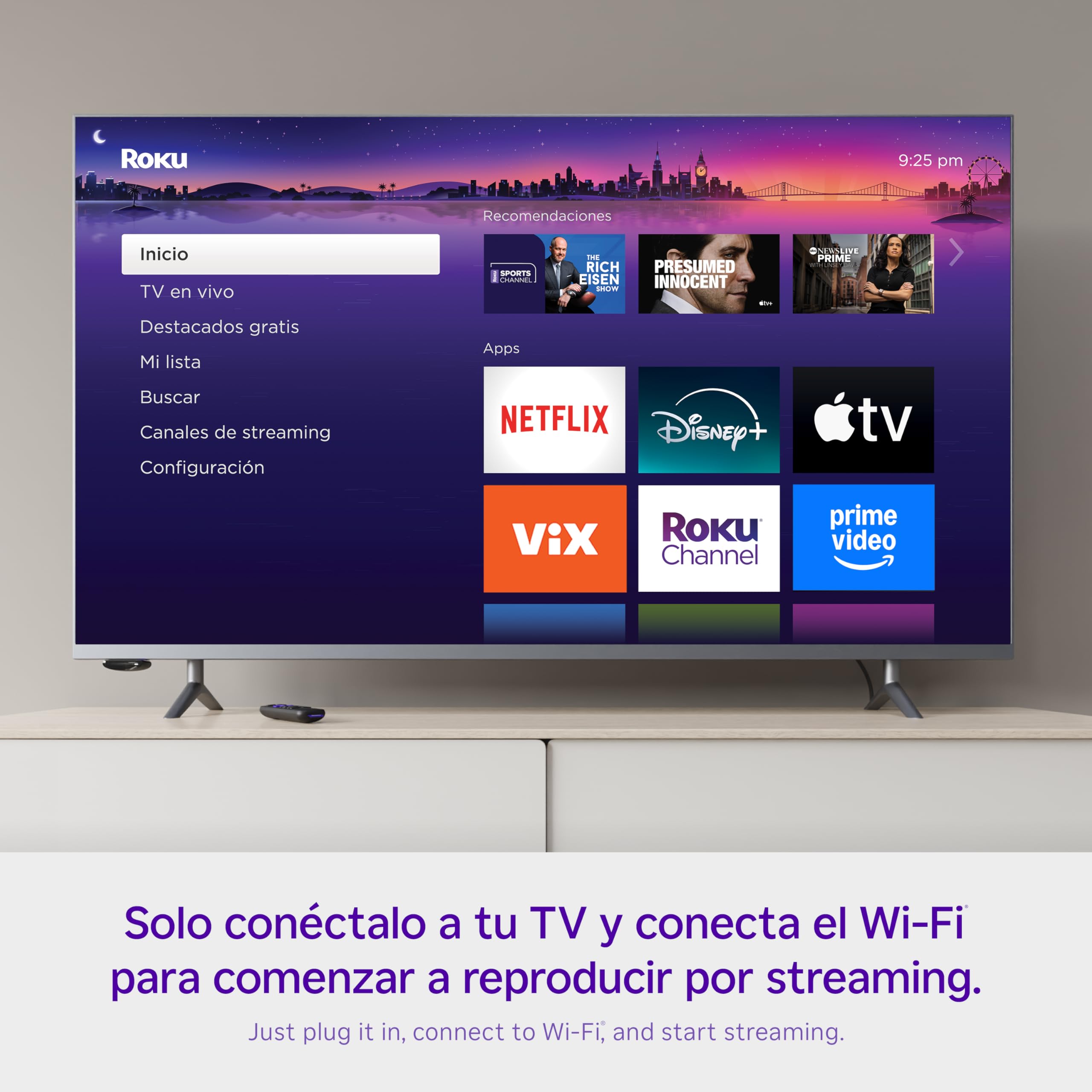 Roku Express Dispositivo de Streaming HD para TV (Spanish Edition) - Con VIX Premium, Control remoto con botones de acceso rápido I Roku Express HD Streaming Device for TV, with VIX Premium Offer