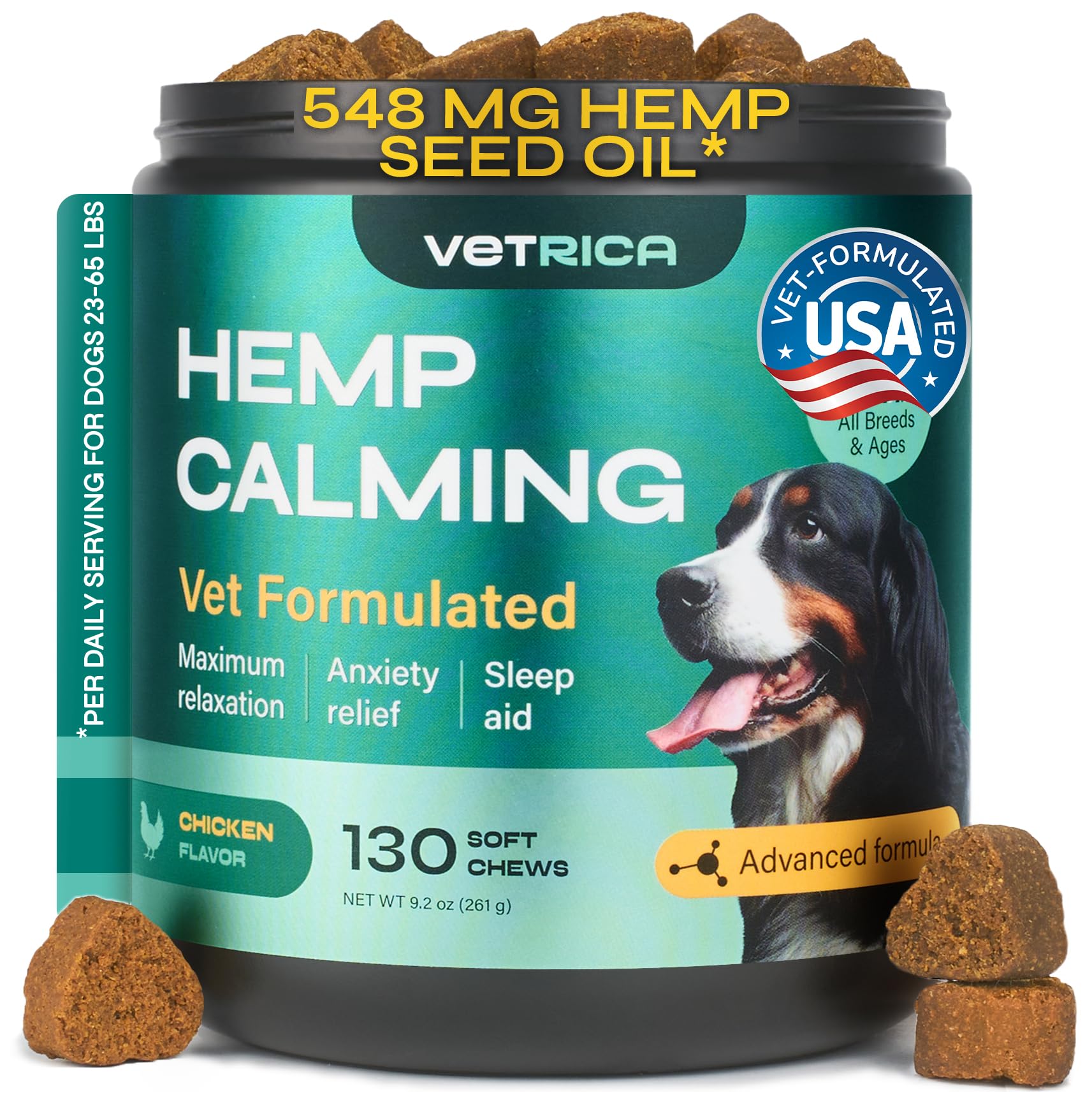 Photo 1 of ?alming ?hews for Dogs Anxiety Relief - Dog Anxiety Relief Supplement - Soft Calming Chews - Dog Calming Treats for Storms, Separation, Fireworks, Vet Visits, Travel, Grooming, Barking, Chewing