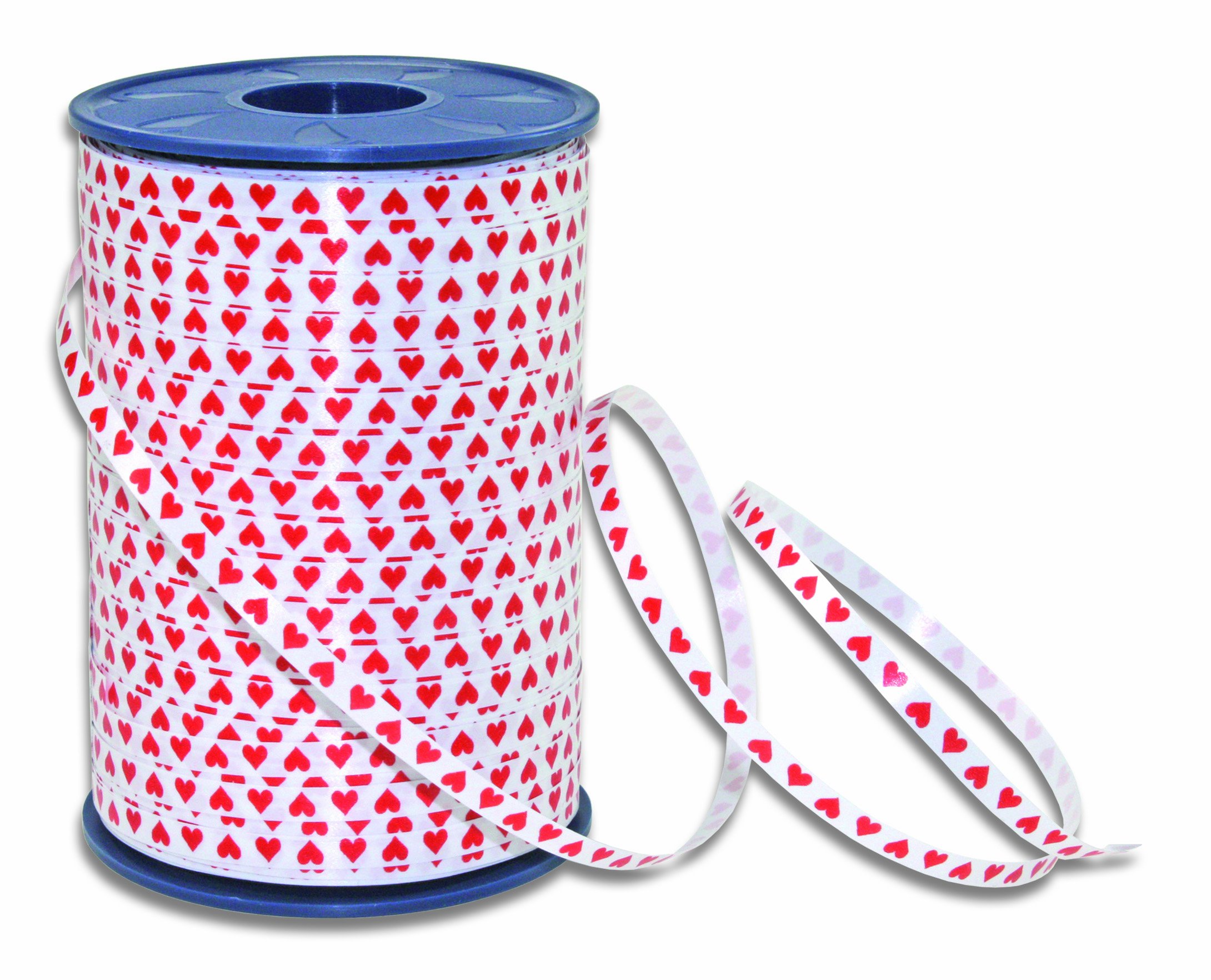 PRÄSENT - Honeymoon Curling Ribbon White-Red 5 mm width, 500 m length