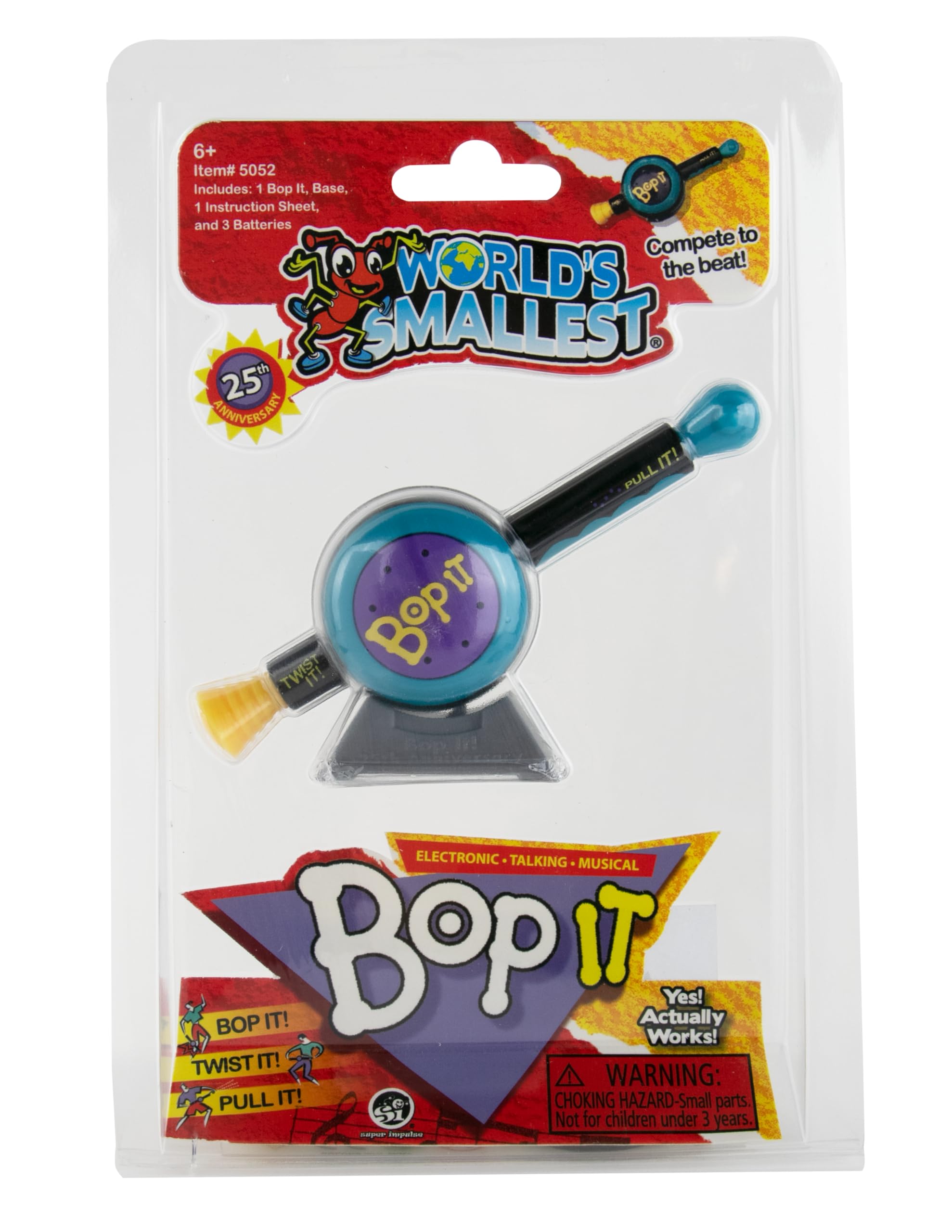 World's Smallest Bop It! The Classic Game of Bop It, Twist It, Pull It in Miniature Size. Travel Electronic Game. Play Solo or with Multiple Players