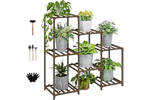 GENTINGBRO Plant Stand Indoor Outdoor Wood Plant Shelf for Multiple Plants Corner Plant Rack Window Flower Stand for Garden Patio
