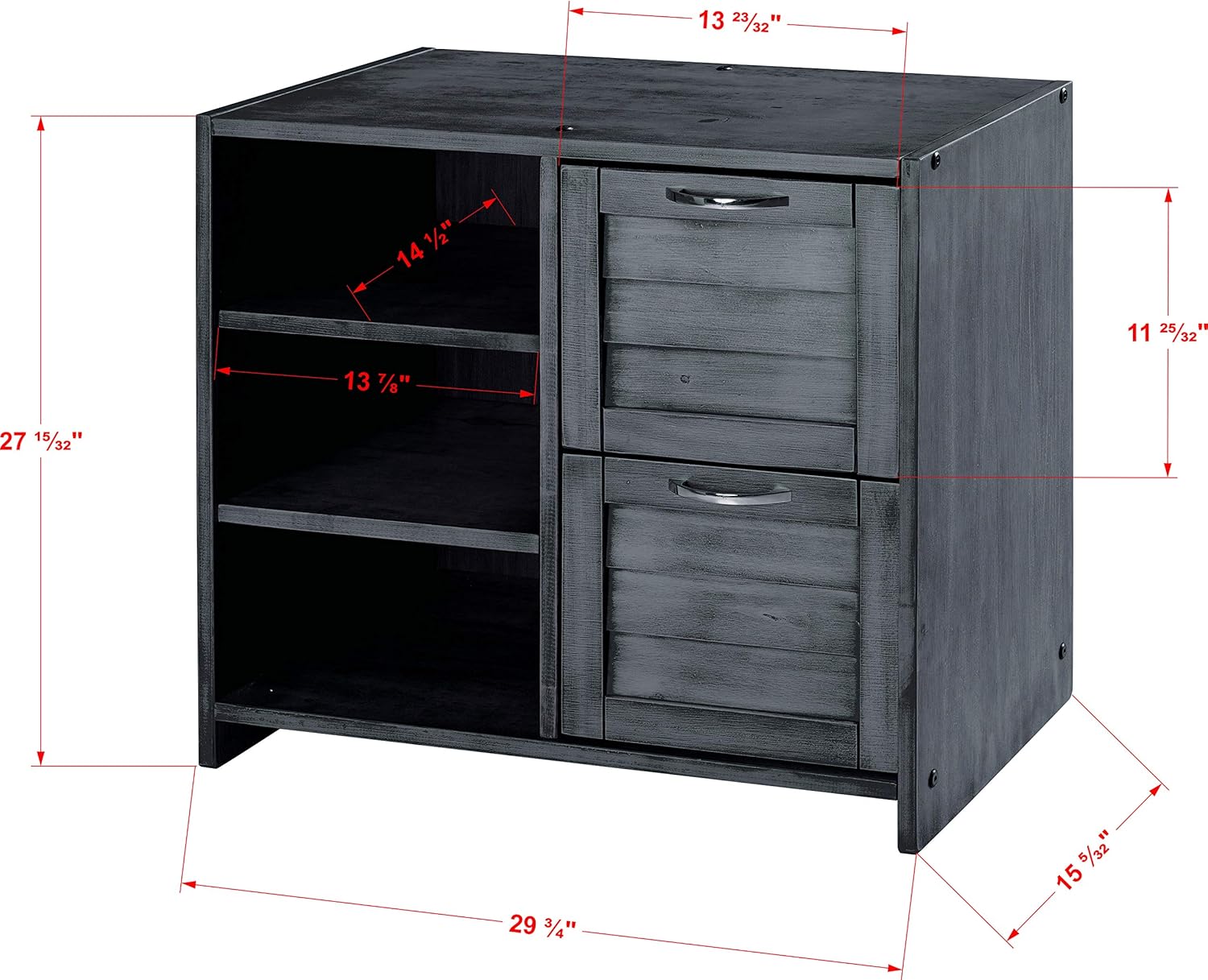 DONCO KIDS Louver 2 Drawer Chest/Shelves, Antique Grey: Furniture & Decor