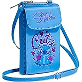 Disney Stitch Crossbody Bag for Girls, Phone Bag with Card Slots Adjustable Strap Stitch Gifts (Blue)