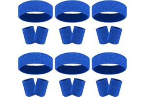 ULTRAFUN 18 Pcs Sweatbands Headband Wristband Set Colorful Striped Terry Cloth Sports Athletic Gym 80s Sweat Headbands